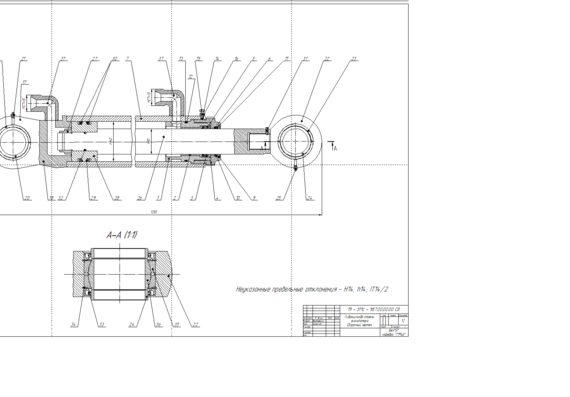 Hydraulic diagram of excavator and hydraulic cylinder