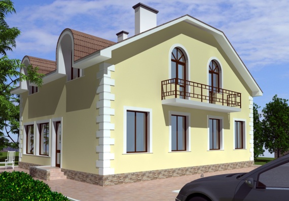 Residential one-storey house with attic without basement