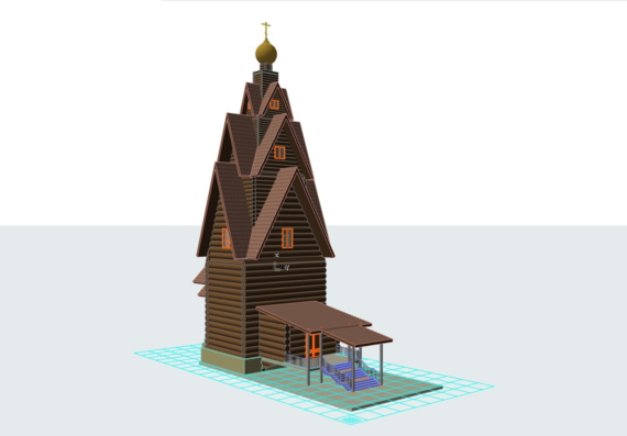Деревянная церковь Рождества Иоанна Предтечи 3D