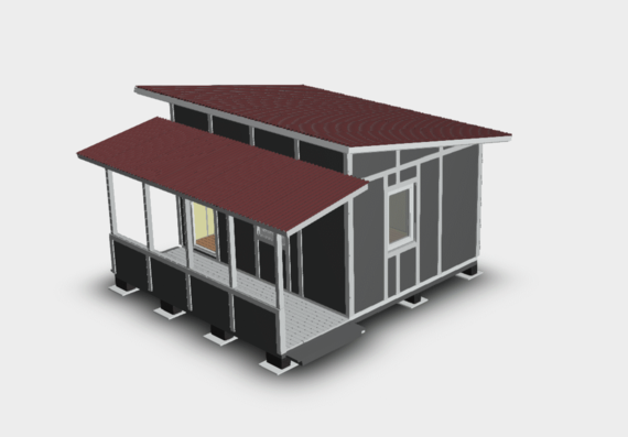 Housing frame 5x3.75 with veranda