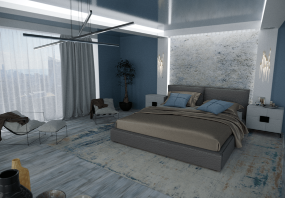 Дизайн спальной комнаты в 3dsMax