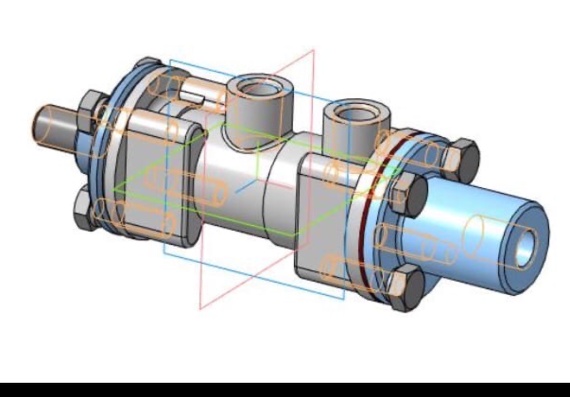 Bypass valve in 3D and 2D