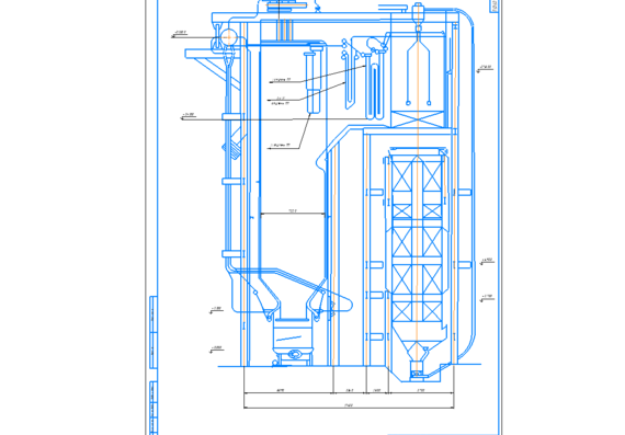 Longitudinal section of steam boiler E-250-9.8-545 K