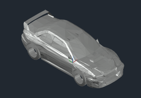 3D model of a sedan-type car in an autocade