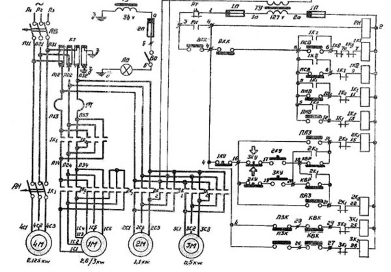 Принципиальная электрическая схема станка 2а53