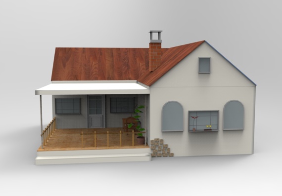 3D модель дома на пляже