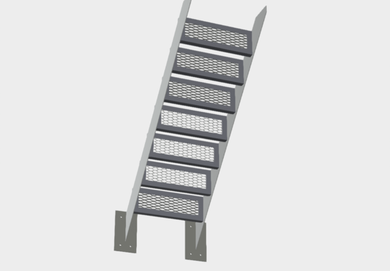 3D model of a metal staircase
