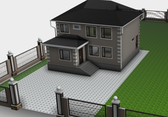 Individual residential house in sketchup