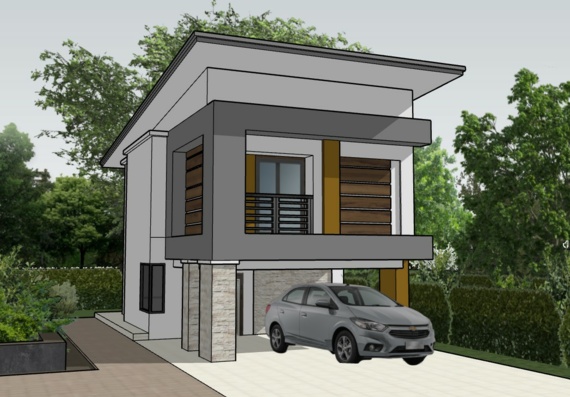 Двухэтажная модель дома в программе SketchUp