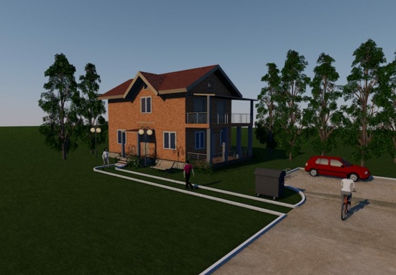 Two-storey house with many rooms in ArchiCAD