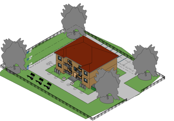 Course project of a two-storey residential building with the improvement of the local area