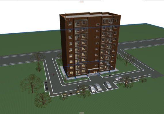 Project of 9-storey house in archicad
