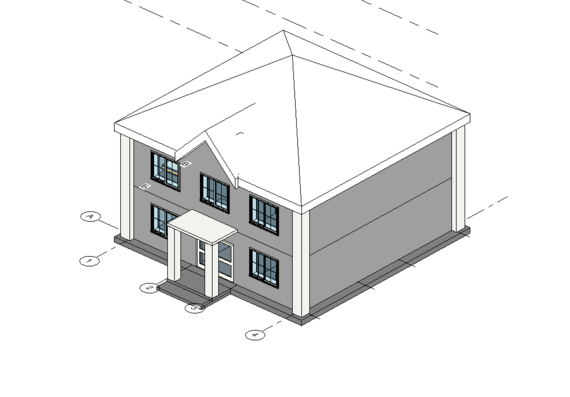 Two-storey house with porch in revit