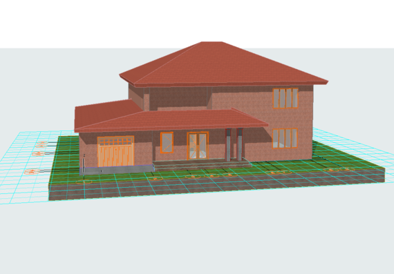 Two-storey house with garage in archicad