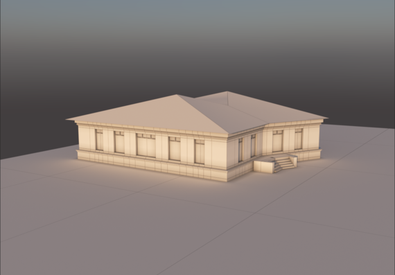 Примитивные модели 3D max (дом,животное)
