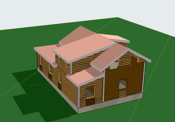 Attic house project - Log house and frame extension