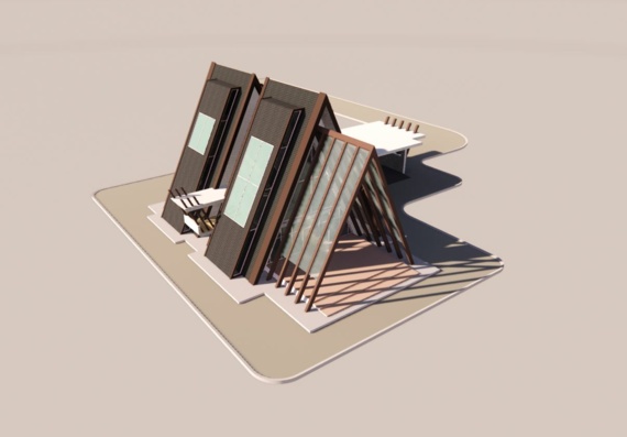 Modern individual residential house in sketchup