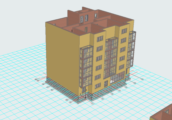 Project of a multi-storey residential building in archicad