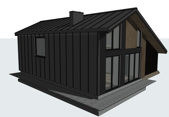 Two-storey residential house in barnhouse style - 3D in archicad