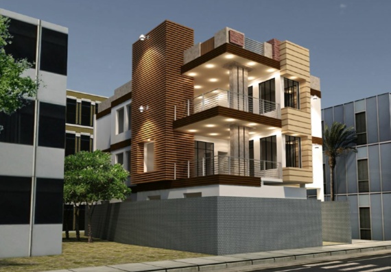 Luxury two-storey residential building in sketchup