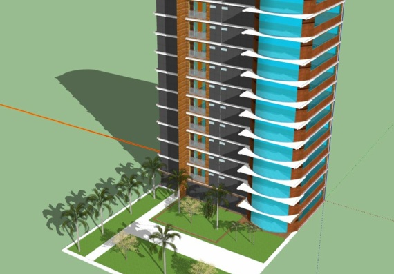 12 storey residential building in sketchup
