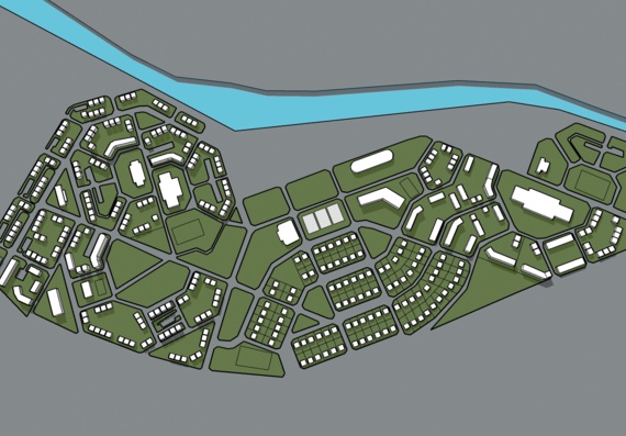 Поселок на 4000 человек - модель в sketchup