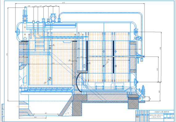 Drawing of steam boiler DKVR-6,5-13 with furnace PMZ-RPK
