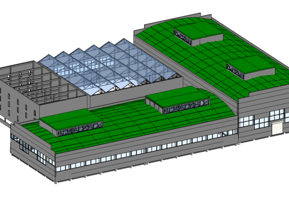 Industrial building, shed construction in revit
