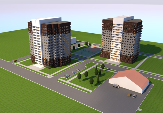Model of a multi-storey residential building in archicad