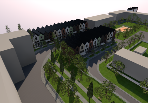 Reconstruction of a residential area (Townhouses) in archicad