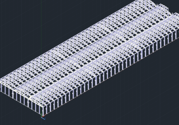 3D model of the frame of an industrial building