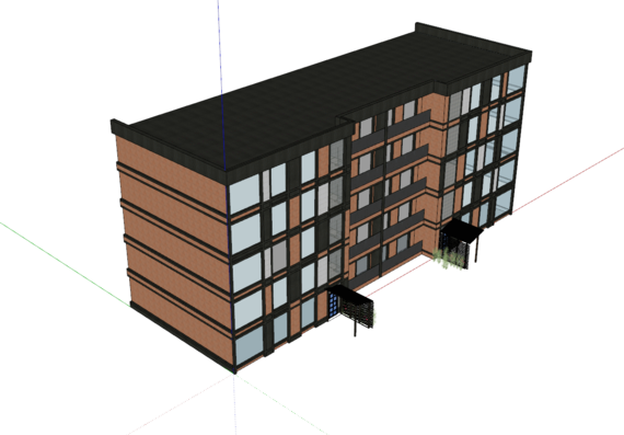 Model of a five-story building in sketchup