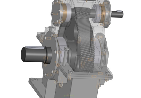 Cylindrical oblique gearbox with gear ratio 8