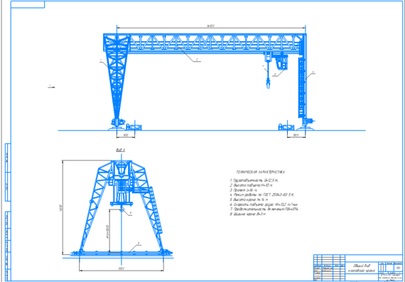 Crane gantry lifting capacity 12.5 tons