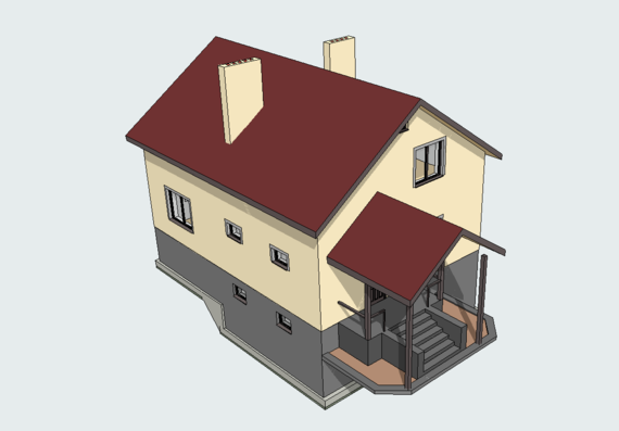 Two-storey cottage in modern style in archicad