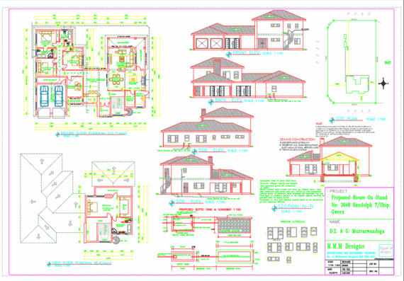 Two-storey residential building - facades and plans