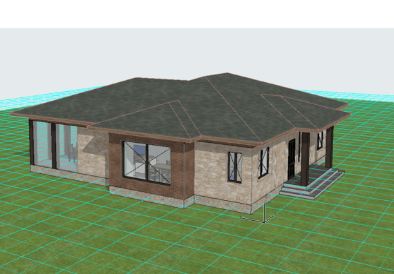 Cottage 2 storey in 3D in archicad