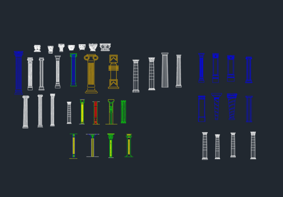 Фронтальные виды различных колонн