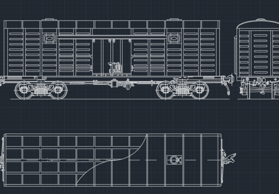 Универсальный крытый вагон модель 11-6874