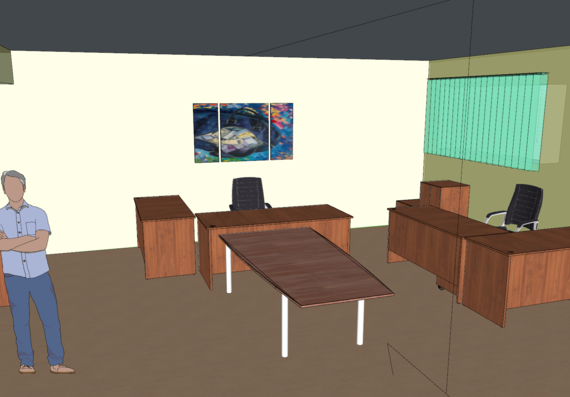 Office interior in 3D