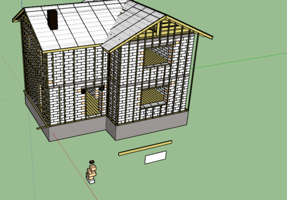 Project of the house of 2 floors in sketchup