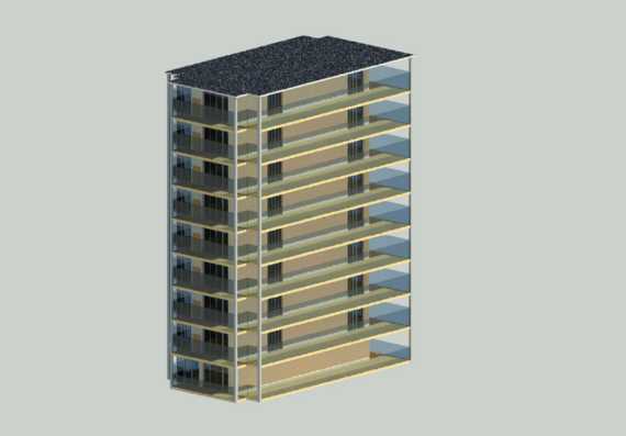 Курсовой проект - Многоэтажное жилое здание в revit