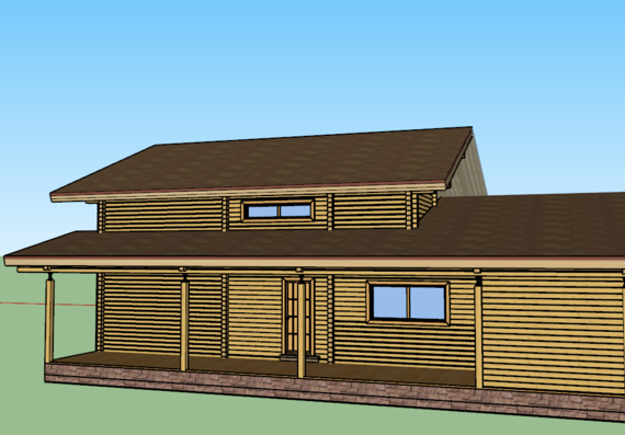 Wooden house in sketchup