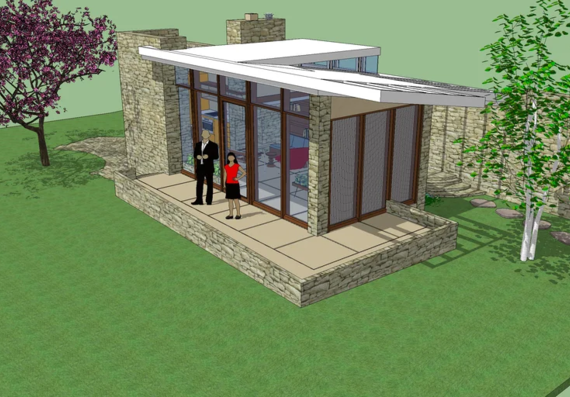 One-room one-story villa in sketchup