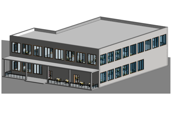 Two-storey restaurant project in revit