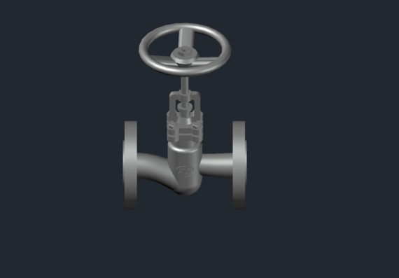 2D 3D model of shut-off valve of marine fittings
