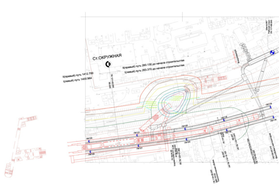 Project for the intersection of the subway with the railway tracks