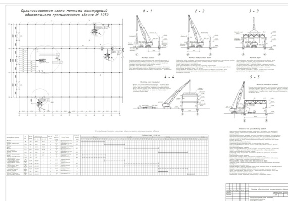План и график монтажа одноэтажного промышленного здания