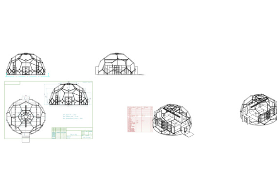 PRZ drawings - Street office pavilion in the form of polyhedron