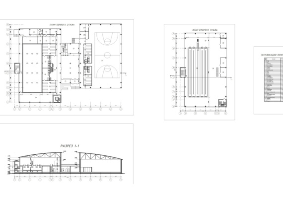 Diploma project (college) - Sports complex with pool 63 x 18 m in Kurtamysh